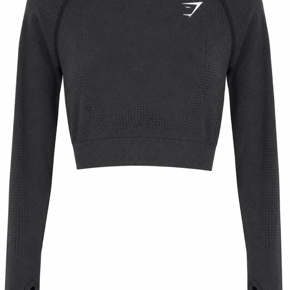Gymshark Vital Seamless 2.0 Women's Large Black Marl Gymcore Crop Top